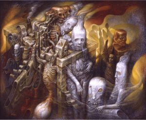 Chris Mars: 'Relativity', oil on panel, 18