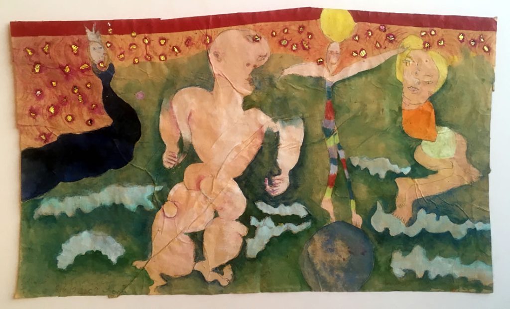 Monika Maurer-Morgenstern :  'Familie Auf Spiekeroog'  2009  mixed media on paper  15 x 9 ins