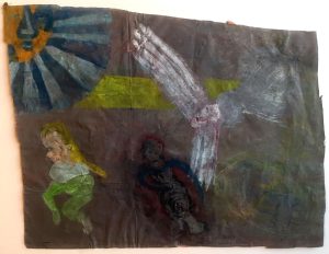 Monika Maurer-Morgenstern :'An Der Ostsee'  2009  mixed media on found paper  12.5 x 15 ins