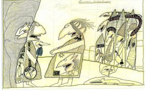 Huub Niessen 'The real intention'ink on paper, 16 x 26 cm