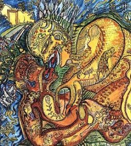 Ody Saban: 'Kiss Me' - 1998, ink & watercolour