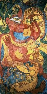 Ody Saban: 'Untitled' - watercolour, 245 x 122 cm