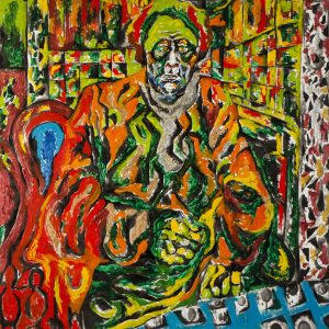 Noam Omer 'Grandma' 100 x 100cm, Acrylic on canvas- Outsider Art