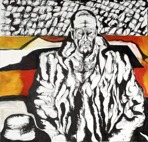 Noam Omer 'Obsessed' 90 x 90cm, oil on canvas- Outsider Art