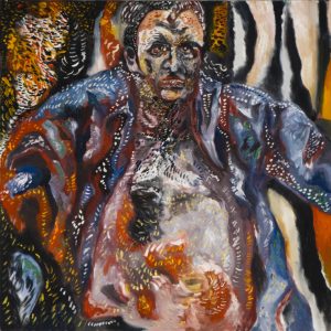 Noam Omer 'Portrait of A.D.' 90 x 90cm, Oil on Canvas- Outsider Art