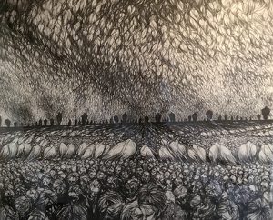 Donald Pass ‘Resurrection’ 1984 charcoal 5 x 4 ft 