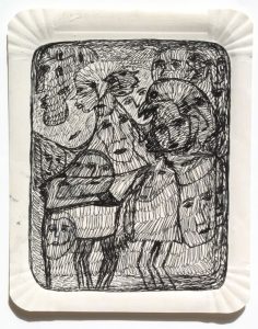 Mehrdad Rashidi :'Untitled'  ink on table mat 8.5 x 6.5 ins