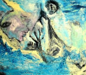 Jim Robb :'Dreaming' - oil on canvas, 32 x 36 ins - Outsider Art