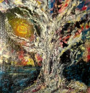 Jim Robb :'Tree of Life' - oil on canvas, 37 x 37 ins - Outsider Art
