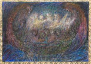 Richard Smith :'Untitled' wax crayon on paper 16.5 x 23 ins