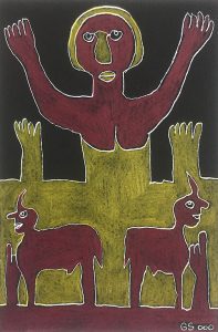 Gerard Sendrey: 'Untitled' 2000 6 x 4 in Crayon on card