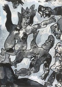 Gerard Sendrey: 'Untitled' 1997, 10.5 x 7.5 in, Ink on card. 