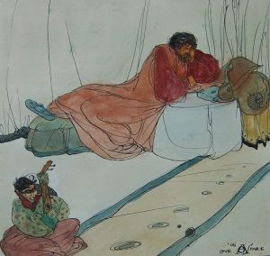 Austin Spare - 'Untitled', 1905, watercolour & ink, 6.5 x 6.5 ins. Illustrated p.30. 'Borough Satyr - The Life & Art of AOS'