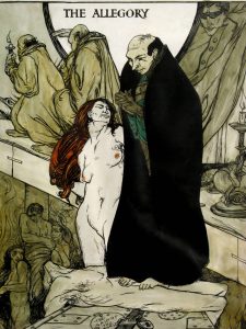 Austin Spare - 'The Allegory' 1904 ink & watercolour 11.5 x 9 in‏s