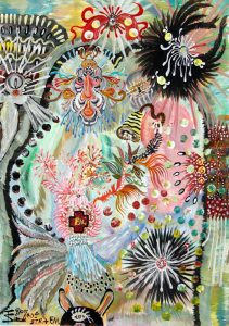 Stefan: 'Untitled' 2015  acrylic  23 x 16 .5 ins - Outsider Art