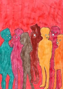 David Tibet - 'Children Singing In Hell I' (india ink and black pen on white paper) 21.0 x 29.7cm,  8.27 x 11.69 inches