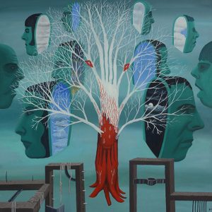 Bryan Charnley - 'Tree of Life'  Oil on canvas, 44 x 44 ins. 1989