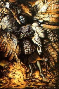 Vonn Stropp :'Scorched Earth' - 1991, acrylic on panel, 72 x 49 ins