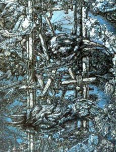 Vonn Stropp :'Untitled' - c.1985, acrylic on board, 75 x 45 ins