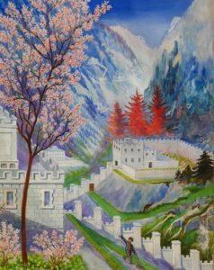 Louis Wain :'Ethereal City' c.1934 gouache 11 x 9 ins