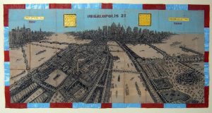 George Widener:'Megalopolis' - 2005, ink on paper, 26 x 40 ins