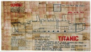 George Widener: 'Titanic' 2004  ink on paper   25 x 42 ins