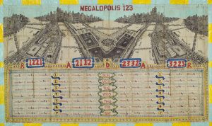 George Widener: 'Megalopolis' - 2005, ink on paper, 26 x 40 ins