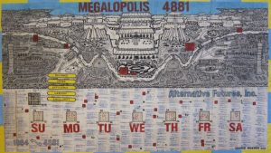 George Widener: 'Megalopolis' - 2005, ink on paper, 26 x 40 ins