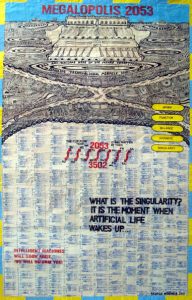 George Widener: 'Megalopolis 2053' - 2010, ink and poster paint, 58 x 32 ins