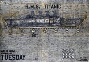 George Widener - 'Titanic', 2007, 48 x 68 inches, ink on found paper