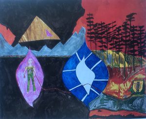 Rolad Wilkie: ‘Entering the Light’ 1995 watercolour & ink  68 x 82 cm