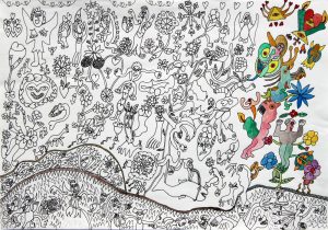 Josef Wyler : 'Heaven & Hell' 2001  ink & watercolour  11.75 x 16.5 ins