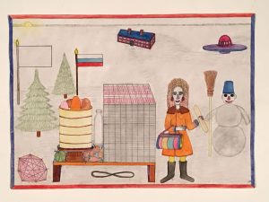 Alex Хatkevich :'Untitled' pencil & crayon 11.5 X 16.5 ins (double sided)