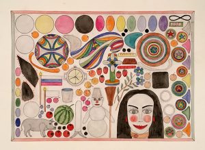 Alex Хatkevich :'Untitled' pencil & crayon 11.5 X 16.5 ins (double sided)