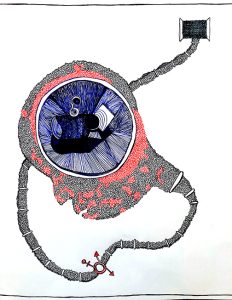 Adam Grippo :'Untitled' 2016, ink , 30 x 40 in