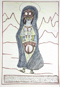 D159 - 29x7x42 cm - black ink and coloured pencils on paper 220gr - 2018