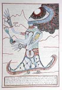 D163 - 29x7x42 cm - black ink and coloured pencils on paper 220gr - 2018