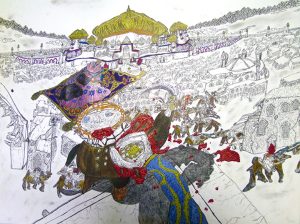 David Houis - L'Orient Sauvage-- 55 x 73 cm, mixed media