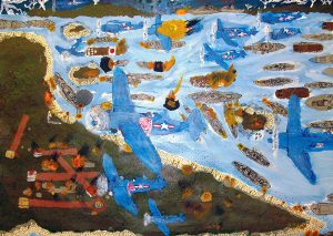 Houis - Assaut des Forces USA - 2 -- 50 x 65 cm, mixed media