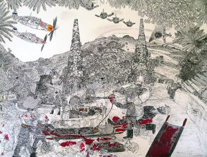 David Houis - Assaut des Forces USA - 13 -- 50 x 65 cm, mixed media