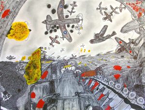 Houis - Assaut des Forces USA - 8 -- 50 x 65 cm, mixed media