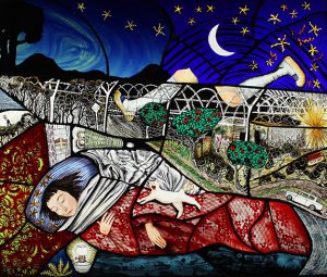 Pinkie Maclure  'Self-Portrait Dreaming of Portavadie' 2019  Stained glass.