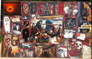 Richard Saholt, untitled (“Death”), collage on cardboard, 44 x 28 inches, c. 1975-2000