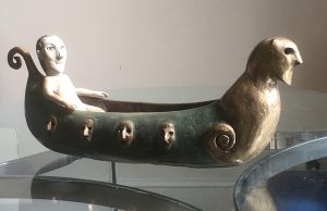 Richard C Smith: ‘Vessel’ 2019. Yew wood 8.5 x 22 ins