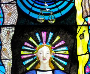Pinkie Maclure:'Beauty Tricks' (detail), Stained Glass