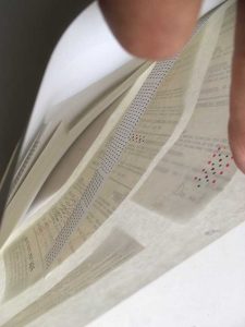 Cabalistic, magical designs, and number sequences that uniquely have meaning and significance to the artist. Most drawings are two sheet, occasionally three, and these 'additions' can not be seen unless one separates the pages, as seen in the reproduced image above.