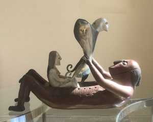 Richard C Smith ‘Sea Moth’ found Yew wood. 42 x 60 cm