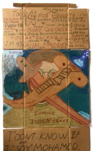 ‘Untitled’ (detail) crayon on card 50 x 20 in