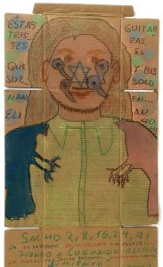 ‘Untitled’ (detail) c. 2015 crayon on found card 50 x 20 in