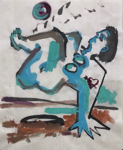 Between Heaven and Earth, October 2020, ink and watercolour on Chinese paper, 41 x 50.5 cm